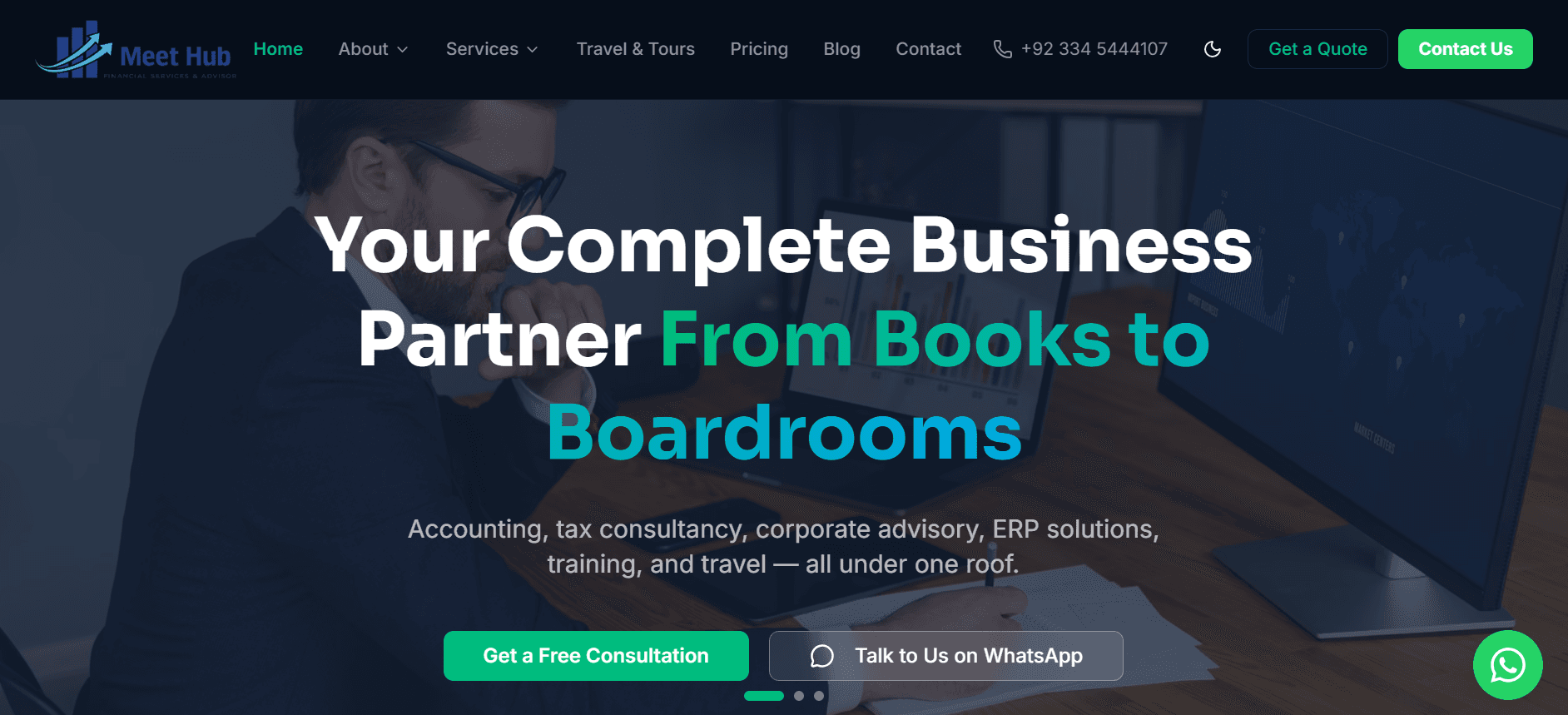 MeetHub Solutions homepage hero section